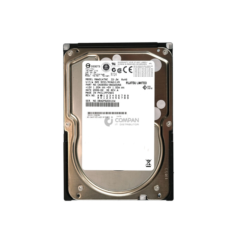 MAW3147NC FUJITSU HARD DRIVE 146GB 10K 3.5 U320 SCSI